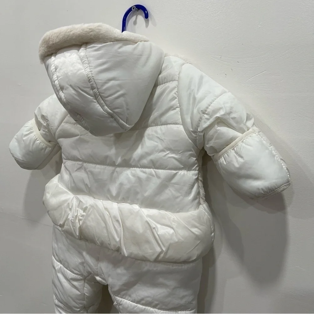 Jessica Simpson Faux Fur Peplum Puffer Hooded Snow Suit White 3/6 Months